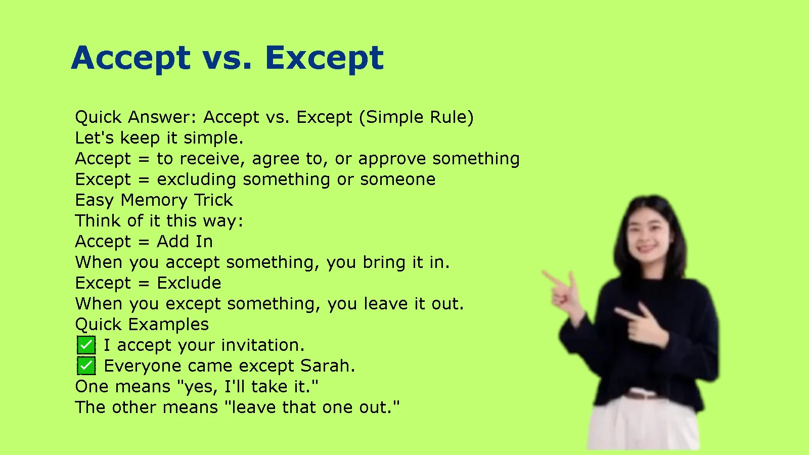 Accept vs. Except