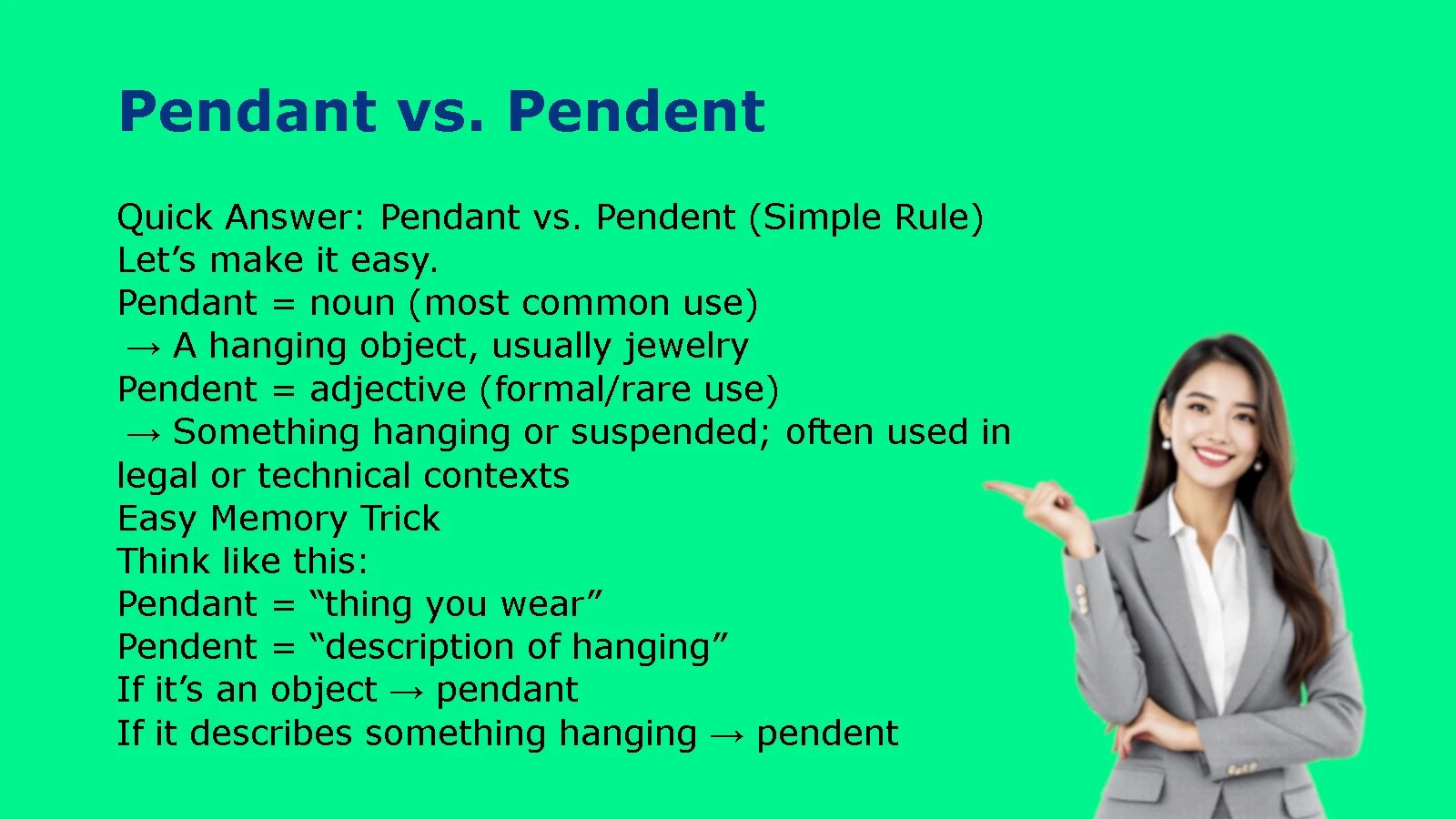 Pendant vs. Pendent