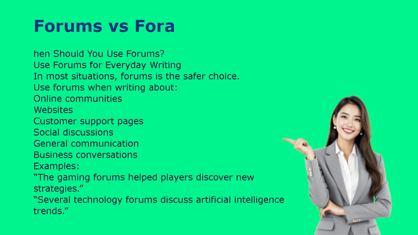 Forums vs Fora