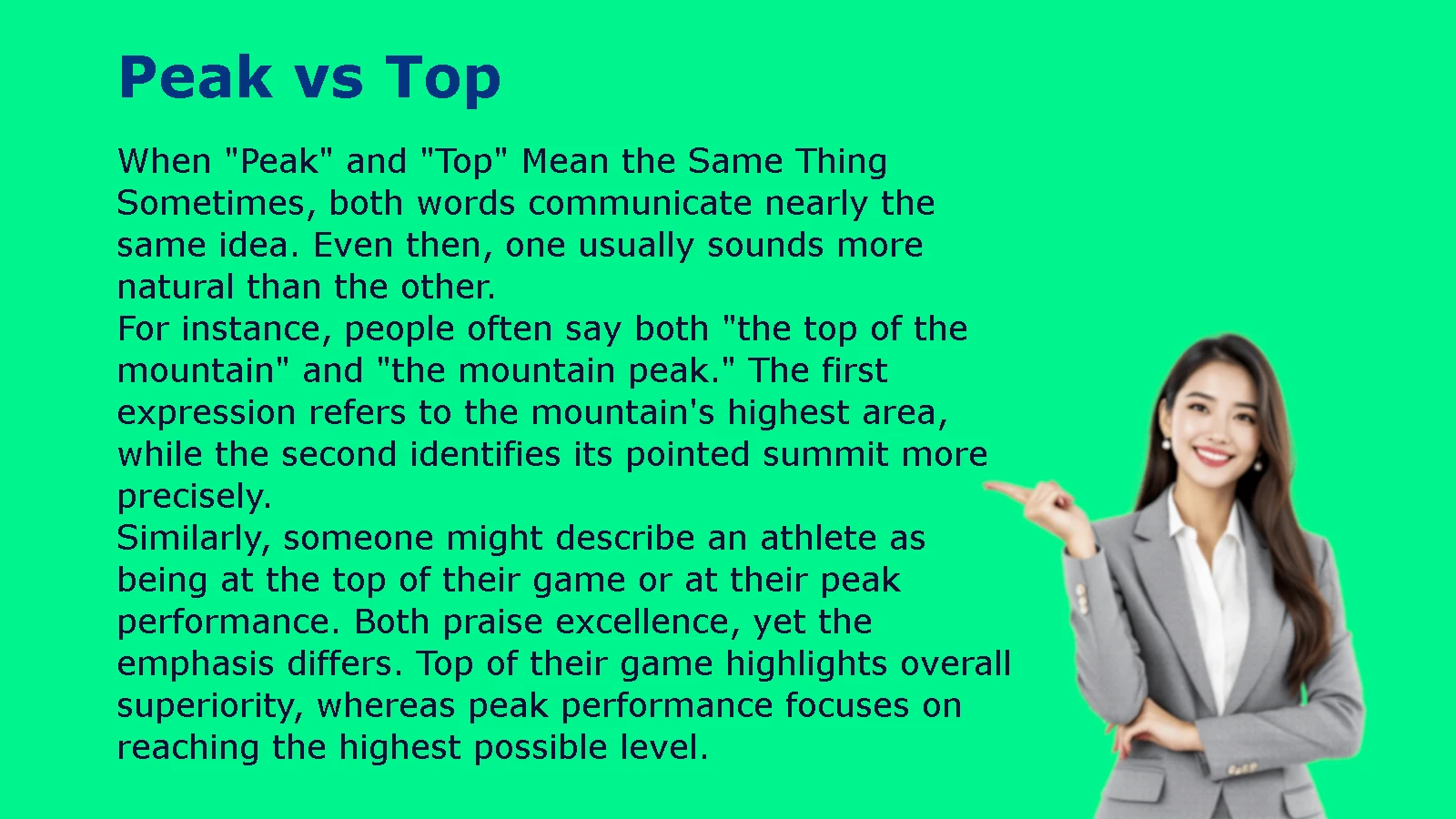 Peak vs Top