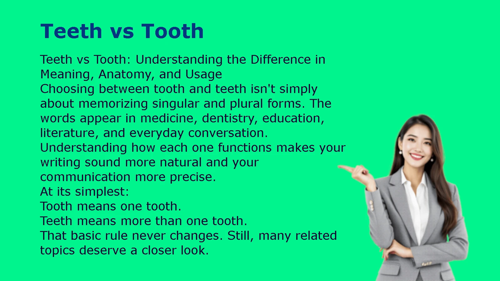 Teeth vs Tooth