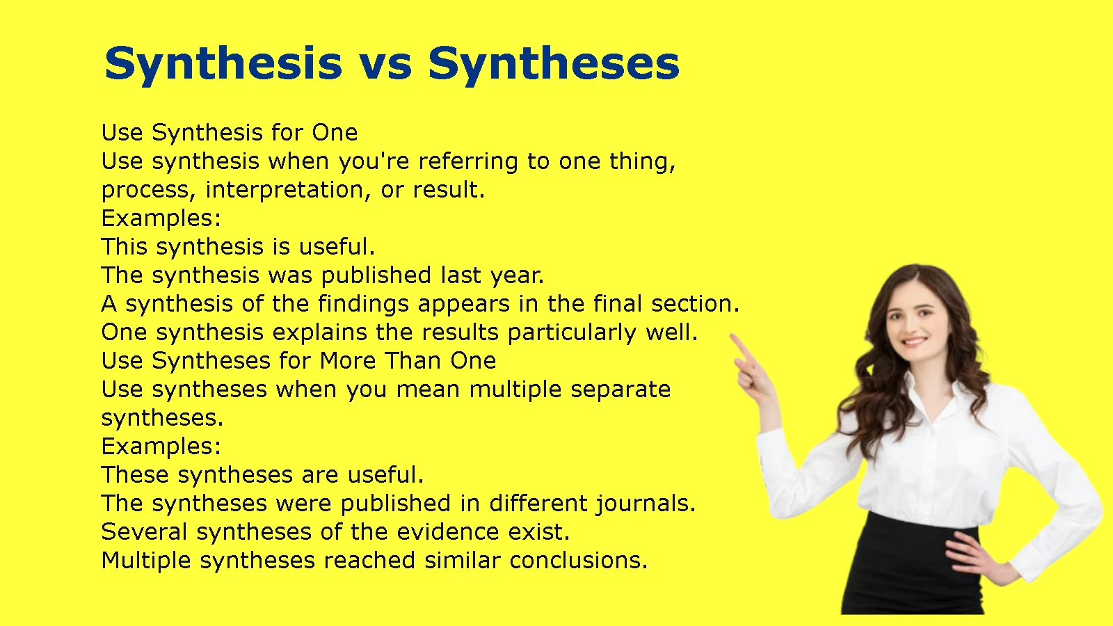 Synthesis vs Syntheses