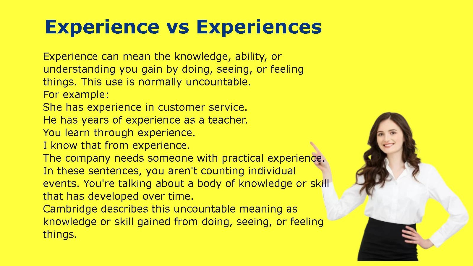 Experience vs Experiences
