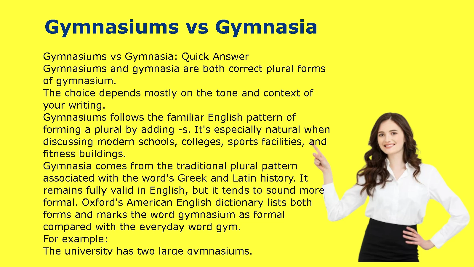 Gymnasiums vs Gymnasia