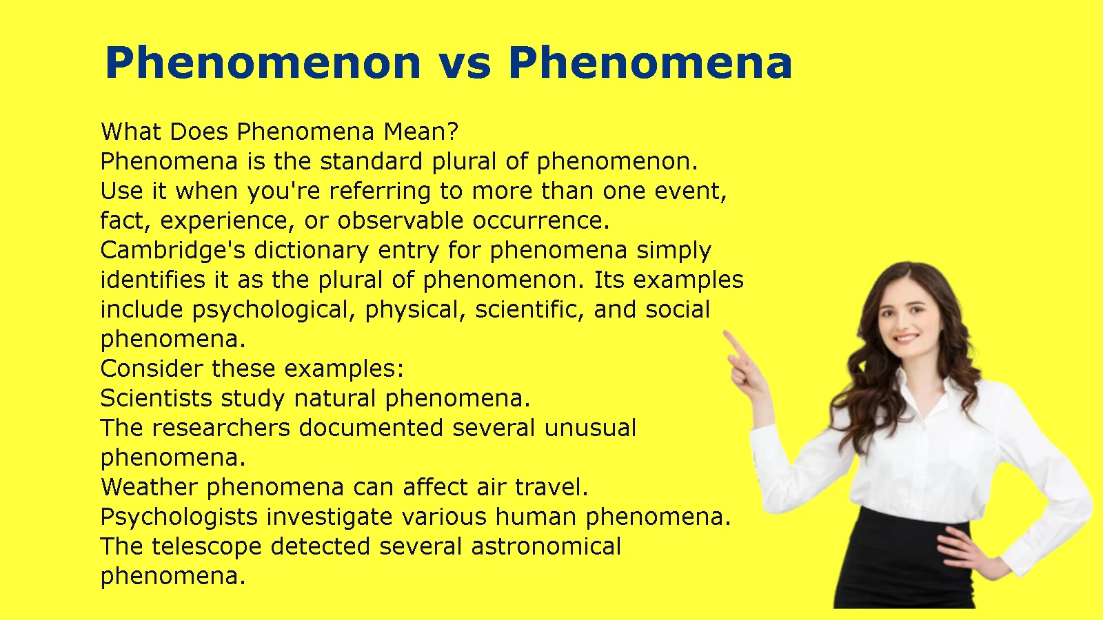 Phenomenon vs Phenomena