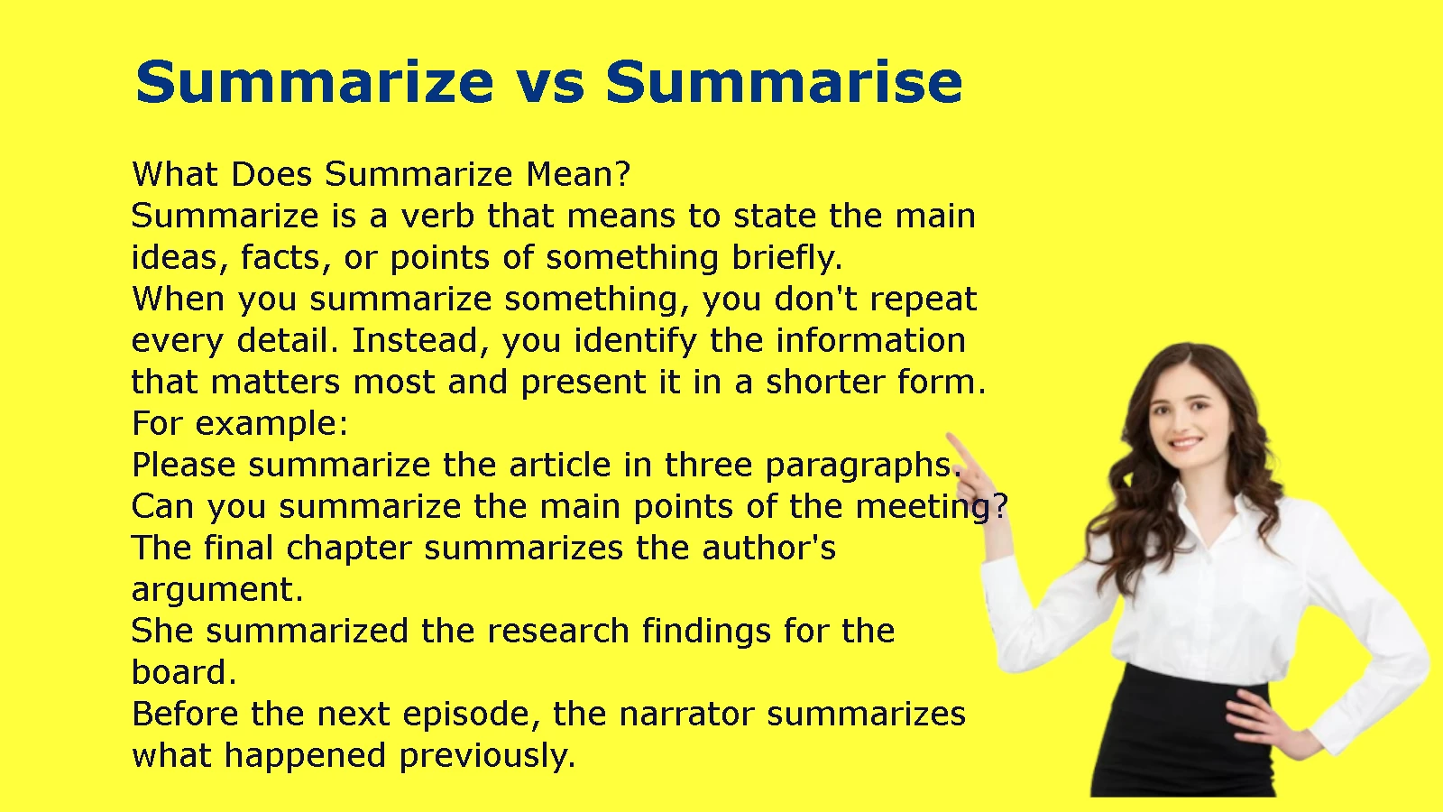 Summarize vs Summarise