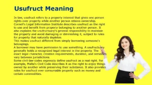 Usufruct Meaning
