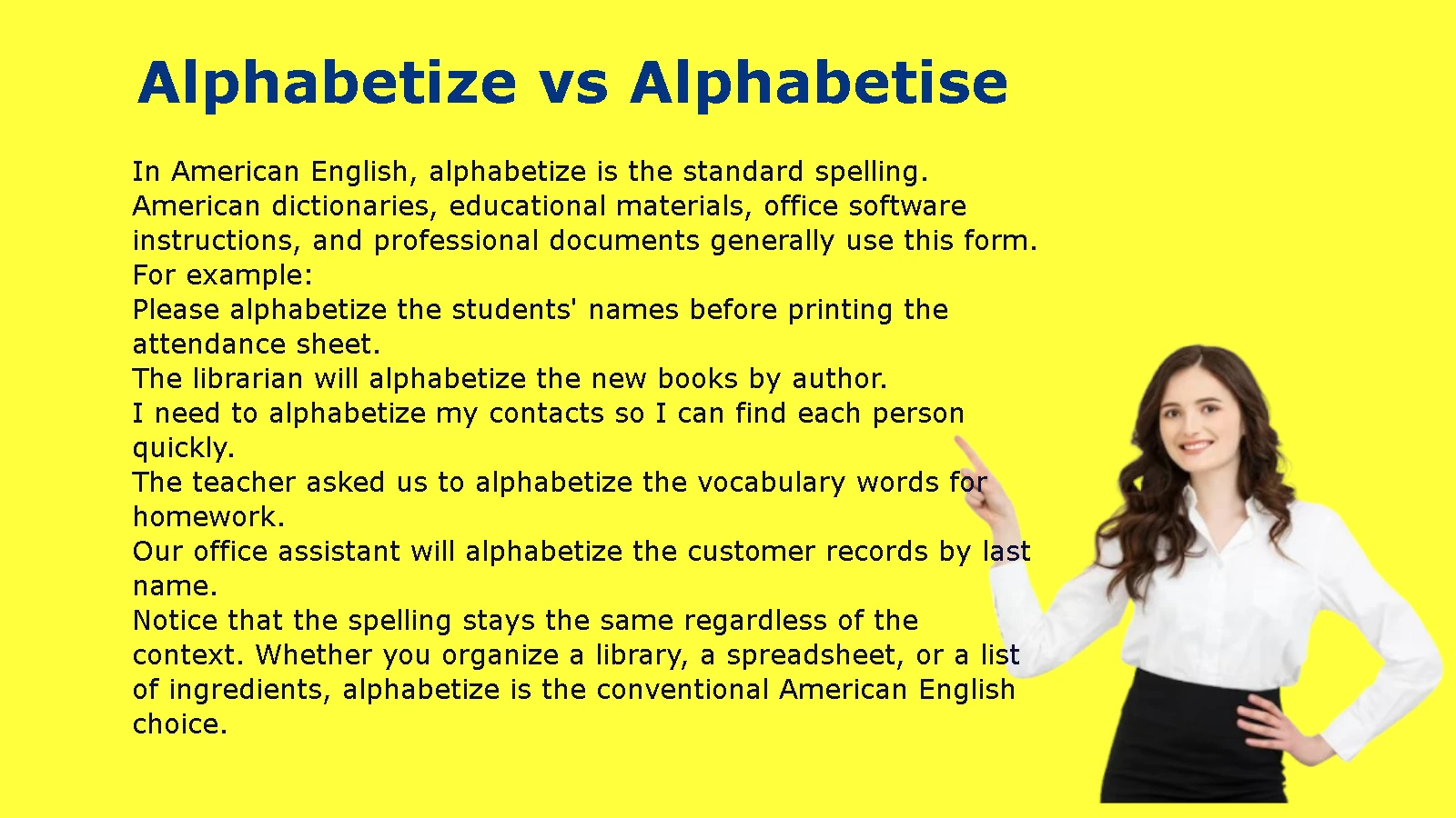 Alphabetize vs Alphabetise
