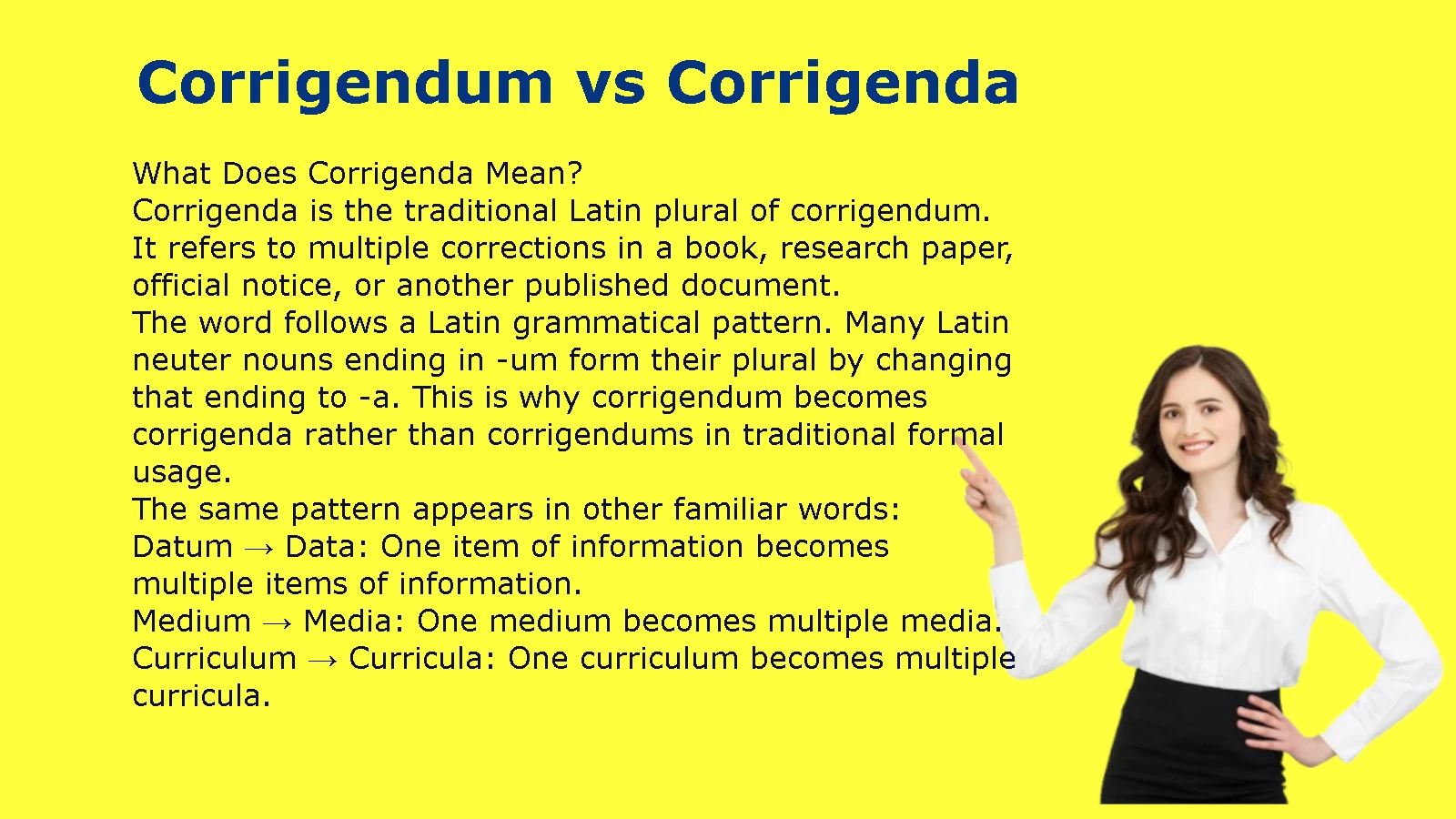 Corrigendum vs Corrigenda