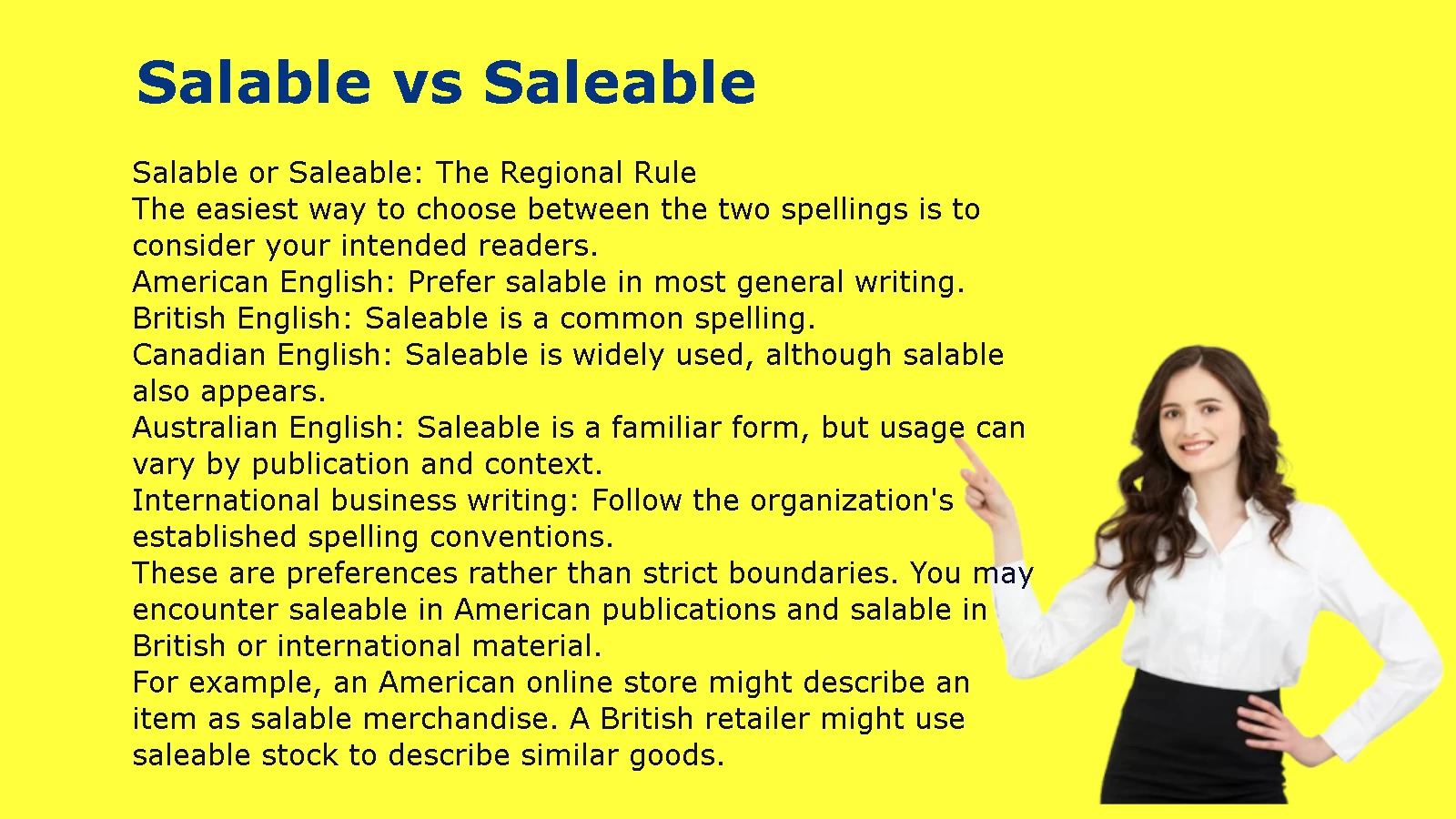 Salable vs Saleable